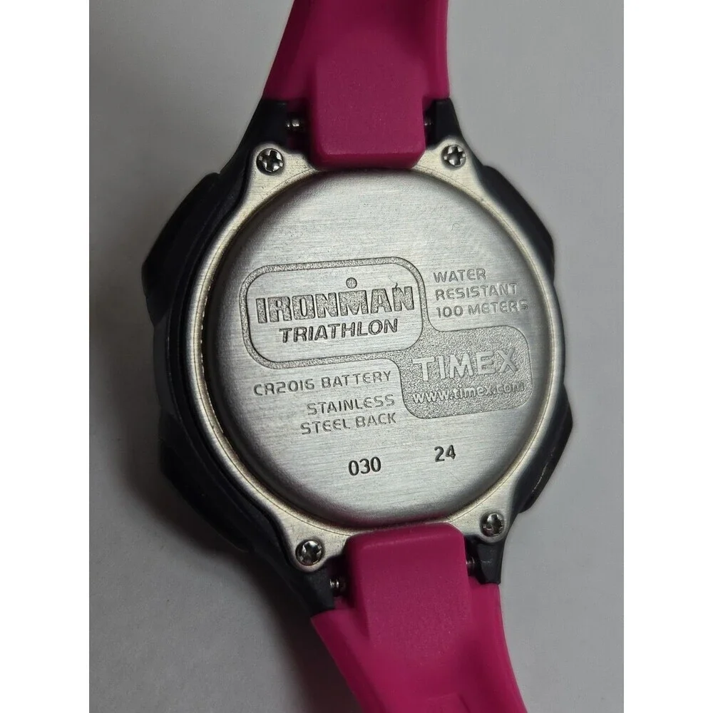 Timex Ironman Triathlon 10 Lap Womens Watch Pink Purple Indiglo New Battery